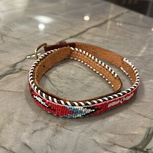 Vintage beaded leather belt. Size 30